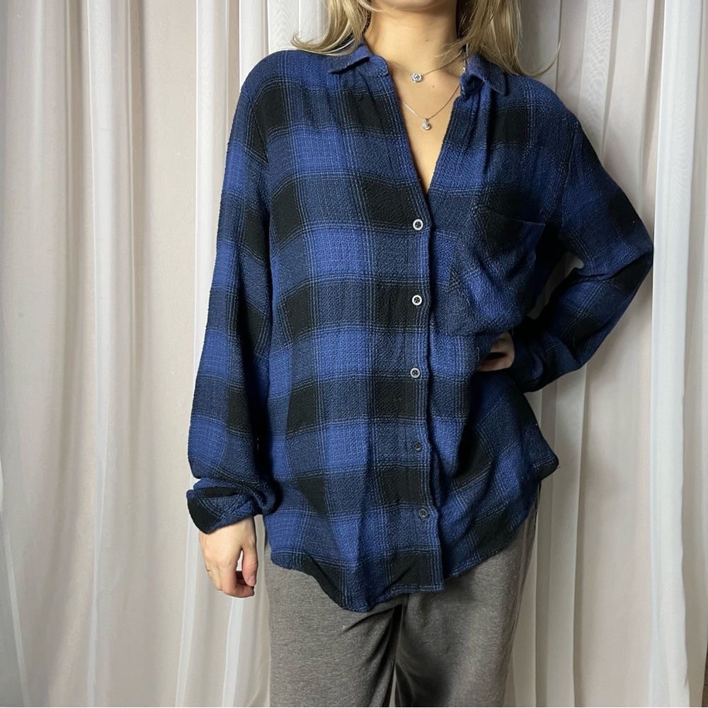 Cloth & Stone Midnight Plaid Shirt Size M